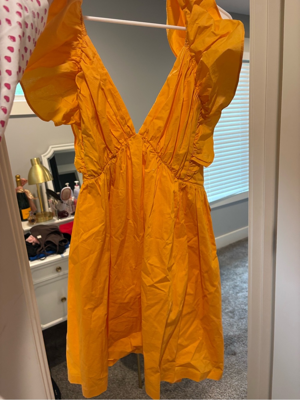 Showpo Orange Mini Dress with Ruffle Sleeves